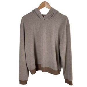 Matty M Hoodie Women's L Taupe Tan Pullover Loungewear Cozy Soft Athleisure